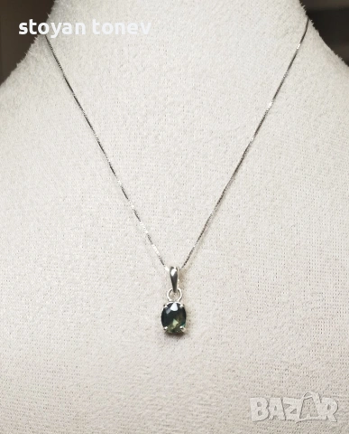 Ръчно колие с естествен австралийски двуцветен Сапфир 1.22ct VVS с верижка и Сертификат, снимка 7 - Колиета, медальони, синджири - 55229054