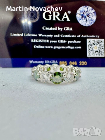 Сребърен пръстен с мойсанит (Диамант) 7 карата