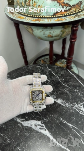 Мъжки часовник Cartier Santos Skeleton Iced Out Two-Tone