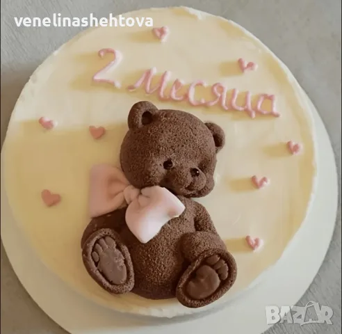 Мече с голяма панделка дълбок силиконов молд форма гипс смола шоколад фондан декорация торта мъфини , снимка 2 - Форми - 55387922