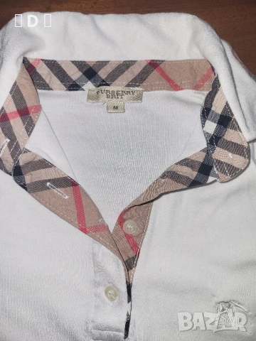 Burberry бяло поло блузка С - оригинал, снимка 4 - Корсети, бюстиета, топове - 55240595