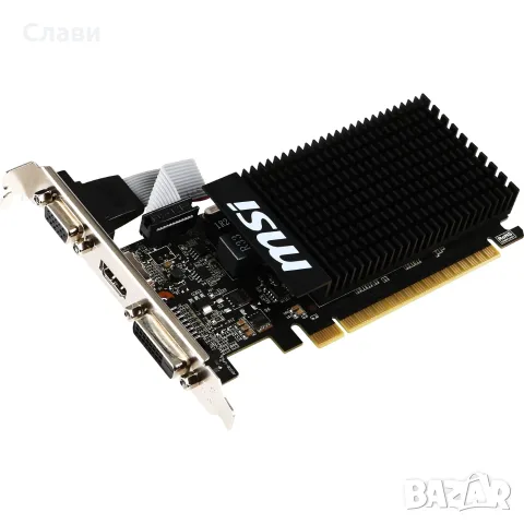 Видеокарта MSI NVIDIA GeForce GT 710 2GB 64BIT GDDR3 Low profile, Silent, снимка 2 - Видеокарти - 55338102