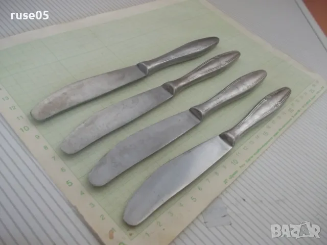 Лот от 4 бр. сервизни ножа български от соца, снимка 6 - Прибори за хранене, готвене и сервиране - 55542943