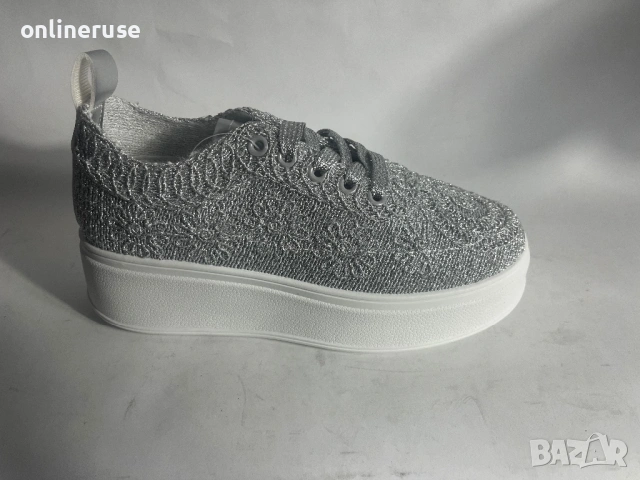 Дамски сникърси сребро, снимка 3 - Маратонки - 53995919