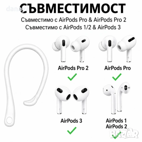 6731 Силиконови кукички за уши за AirPods, 2 броя, снимка 2 - Безжични слушалки - 54788280