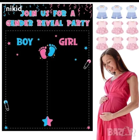 пано постер гласуване разкриване пола на бебето момиче момче Boy or Girl gender reveal party