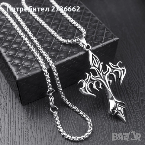 Колие Пламтящ Кръст , снимка 2 - Колиета, медальони, синджири - 54370151