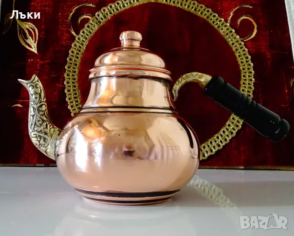 Меден чайник,кана,чиста червена мед 850 мл. , снимка 2 - Антикварни и старинни предмети - 55503370
