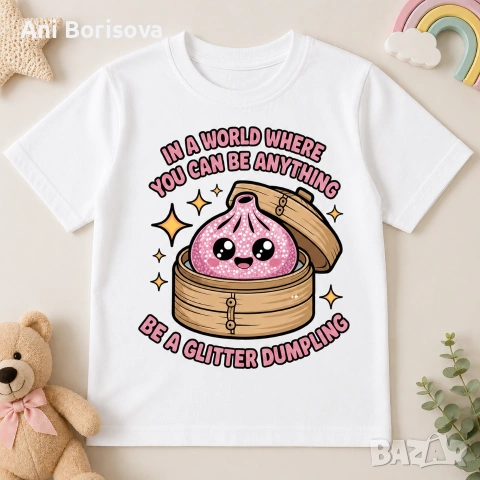 🍜 Cute Dumpling тениски, чаши и подаръчни комплекти | MONKEYSTYLE since 1991, снимка 2 - Детски тениски и потници - 54716214