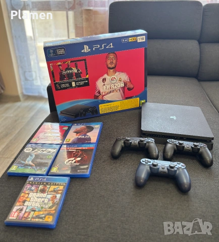 PS4 Slim 1TB + 3 джойстика + 5 игри, снимка 2 - PlayStation конзоли - 55145142