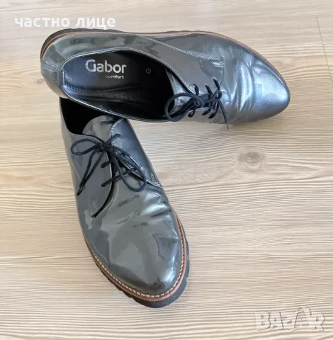 Сиви лачени дамски обувки Gabor, снимка 3 - Дамски ежедневни обувки - 55614293