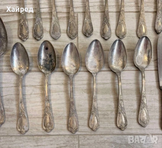 ПОСРЕБРЕНИ Старинни Прибори с ПЕЧАТ, снимка 4 - Антикварни и старинни предмети - 53664776