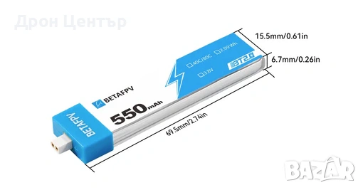 BetaFPV LAVA 550mAh 1s 40C/80C комплект батерии (4 броя), снимка 5 - Дронове и аксесоари - 55064204