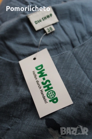 Нова памучна рокля в синьо с етикет на немска марка DW, снимка 4 - Рокли - 54127159