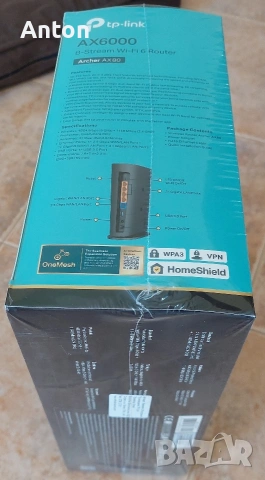 Безжичен рутер TP-Link Archer AX80, AX6000, Dual Band, Wi-Fi 6 , снимка 3 - Рутери - 54490950