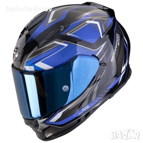 Мото каска за мотор Scorpion EXO 491 Zumo Black/BLue,очила