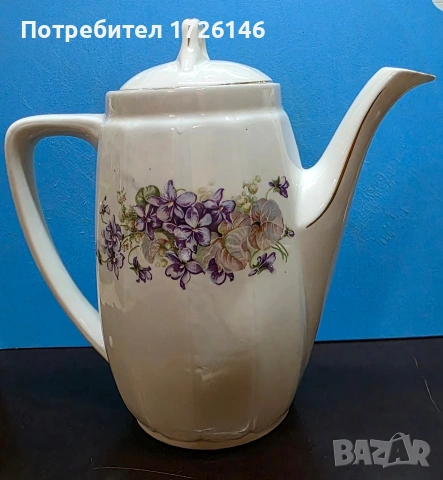 Немска порцеланова кана (чайник) KPM. Ръчно рисуван с позлата., снимка 2 - Други - 54046856