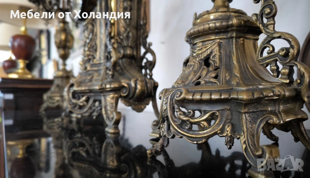 Френски каминен часовник с 2 свещника , снимка 10 - Антикварни и старинни предмети - 54830823