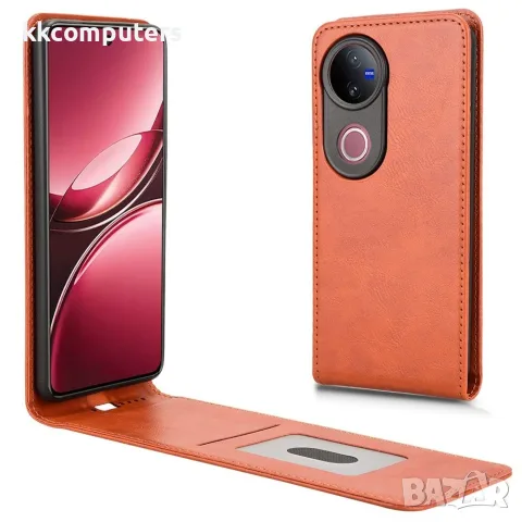 Калъф за vivo V50 5G – Вертикален флип, PU кожа, Джоб за карта, Магнит, 5 цвята, снимка 4 - Калъфи, кейсове - 55378299