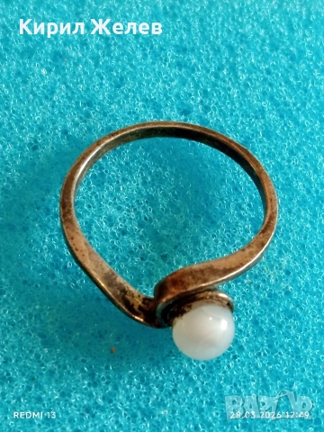 Винтидж сребърен пръстен с инкрустирана перла стил и елегантност 51769, снимка 7 - Пръстени - 54005325