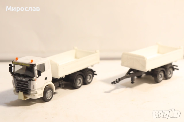 HERPA 1:87 H0 SCANIA САМОСВАЛ ГОНДОЛА КАМИОН МОДЕЛ КОЛИЧКА, снимка 3 - Колекции - 54396295