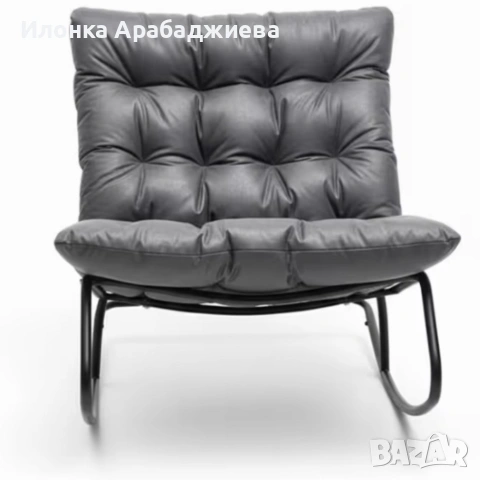 Комфортен люлеещ се стол с дебела възглавница – идеален за релакс у дома и навън, снимка 2 - Градински мебели, декорация  - 54711291