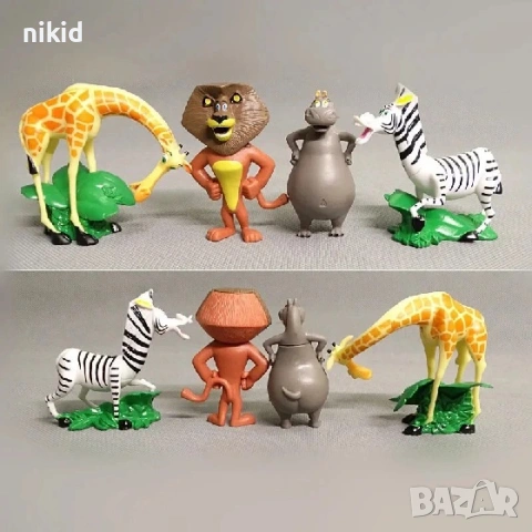 4 бр Madagascar Животни от Мадагаскар фигурки пластмасови PVC за игра и украса торта топер играчки, снимка 3 - Фигурки - 21136596