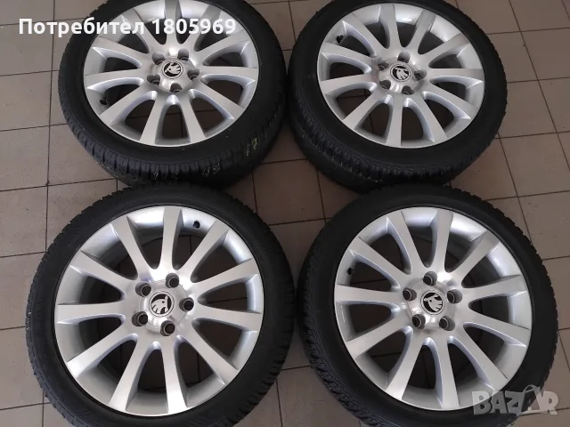4бр. ал. джанти Skoda (оригинални) 5x112 , 7x17 , ET45, снимка 5 - Гуми и джанти - 55290706