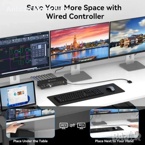 Докинг станция CMSTEDCD BW532 USB-C KVM 3 монитора, снимка 8 - Друга електроника - 54824293