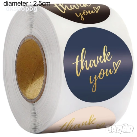 4717 Професионални Стикери за Пратка "Thank You" – 500 бр. на Ролка, Златно Фолио, снимка 2 - Други - 54520884