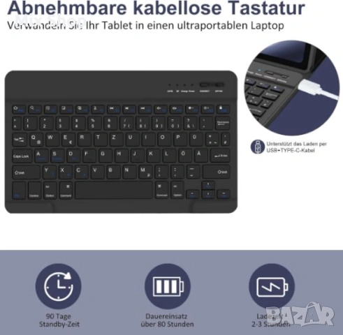 Нов калъф с блутут магнитна клавиатура Samsung Galaxy Tab A9 plus, снимка 2 - Друга електроника - 55243313