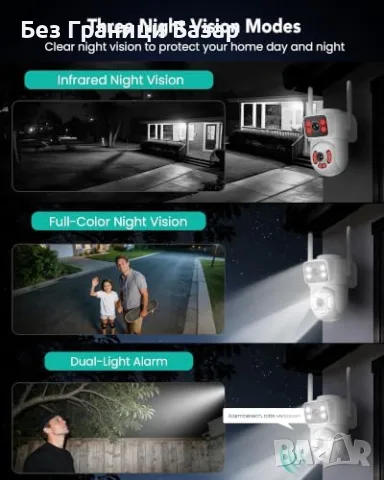 Нова Външна CCTV камера ANBIUX 6MP, 360° PTZ, AI следене, IP66, Alexa охрана дом, снимка 2 - IP камери - 55544304