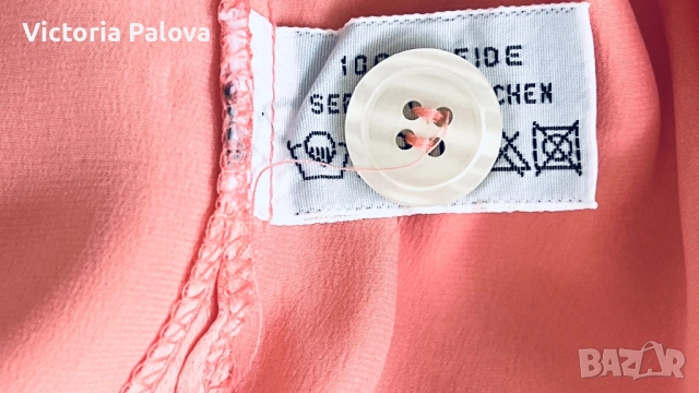 Alberto Fabiani 100% коприна – luxury oversized риза в цвят Peach Amber Италия, снимка 9 - Ризи - 54725647