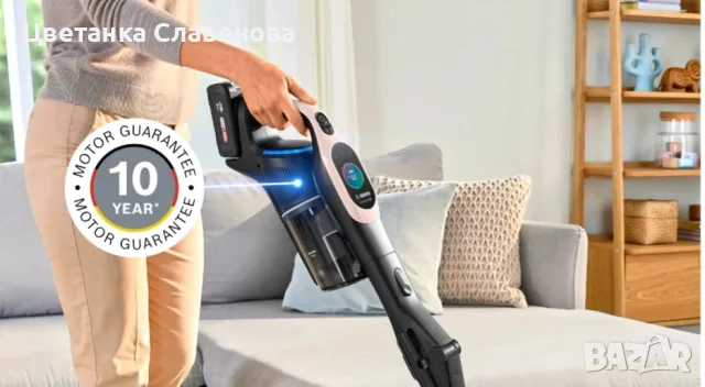 Безжична прахосмукачка Bosch Unlimited 10 BKS1041RHF, батерия 4.0 Ah, LED светлина, розова, снимка 17 - Прахосмукачки - 55325051