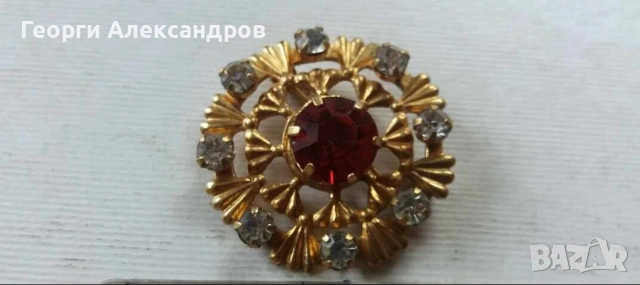 3 Старинни РАЗКОШНИ СЪВЕТСКИ ПОЗЛАТЕНИ БРОШКИ с КАМЪНИ и МАРКИРОВКИ, снимка 10 - Антикварни и старинни предмети - 55286884