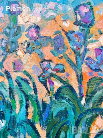 КАРТИНА МАСЛО НА ПЛАТНО СИНЬО УТРО ДИАН ПЕТРОВ 2025 Г., снимка 5 - Картини - 54160735