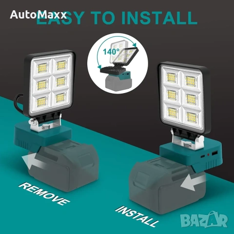 NATPOW 5200 лумена LED работни лампи 2бр.с батерия за 18 V (без батерия) 2 режима , снимка 8 - Други инструменти - 54148247
