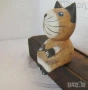 Котки: черно Коте, котка фигура порцелан керамика, фигурка статуетка седнало коте дървено, снимка 15