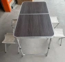 Комплект сгъваема къмпинг маса с 4 стола, регулируема височина, дизайн "куфар" в сив цвят, снимка 7