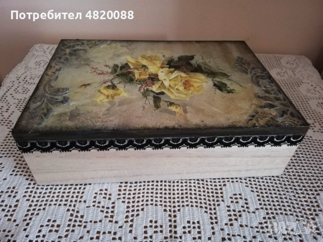 Кутия за бижута дървена ръчна декорация с релеф, снимка 4 - Други - 54495146