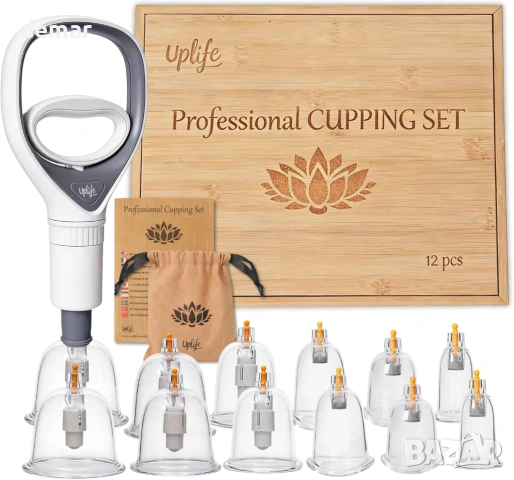 Комплект за масаж Uplife Premium Cupping, 12 поликарбонатни чашки