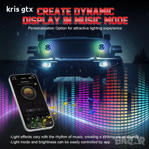 7 inch 7 инчa RGB LED Диодни фарове джип Jeep Wrangler JK LJ Lada Niva Golf 2 Cherokee Angel Eye, снимка 16 - Аксесоари и консумативи - 54401915
