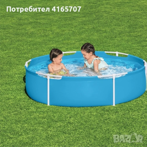 Кръгъл семеен басейн Ø152 см - 580 л, метална рамка, лесен монтаж, снимка 2 - Басейни и аксесоари - 54960127