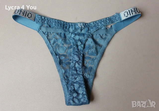 S тюркоазени дантелени прашки с камъчета на талията, снимка 4 - Бельо - 54175292