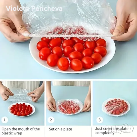 Капаци найлонови с ластик 50 броя, снимка 2 - Аксесоари за кухня - 55414230