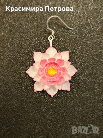 Обеци "Водна лилия", снимка 2 - Обеци - 54299946