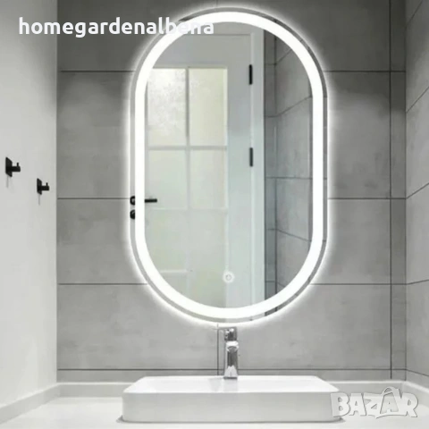 LED огледало за баня 80x120 см сензорно осветление стенен монтаж, снимка 3 - Огледала - 54407431