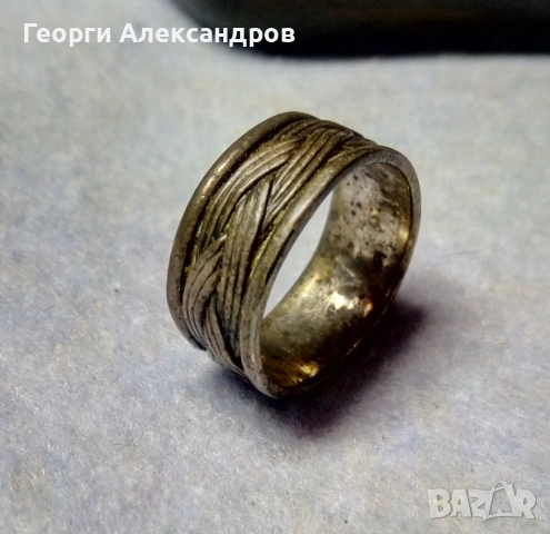Стар СРЕБЪРЕН ПРЪСТЕН - Арт ХАЛКА с "МОМИНСКА ПЛИТКА" Оксидирано СРЕБРО 925