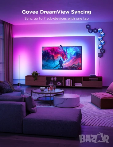 LED подсветка Govee TV Backlight 3 Lite RGBICW за 40 50 и 55 65 inch TV - НОВО, снимка 8 - Стойки, 3D очила, аксесоари - 54684210