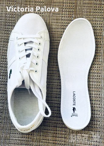 Леки бели маратонки/сникърси LACOSTE оригинал, стелка 24,5см, снимка 13 - Дамски ежедневни обувки - 55517644